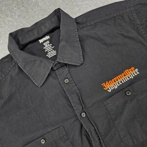 Jägermeister Black Short Sleeve Button Up Shirt Men's XL Orange Logo Bar Apparel